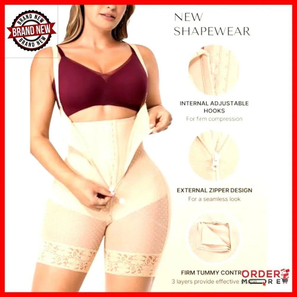Tummy Control Shapewear Bodysuit Butt Lifting Postpartum Steel Bones Adjustable